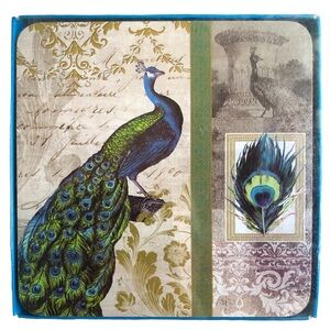 PPD Isbanir Peacock Cork Coasters, Set of 4 (25043)